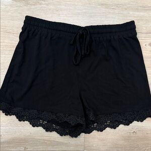 Women’s High-Waist Black Lace-Trim Shorts